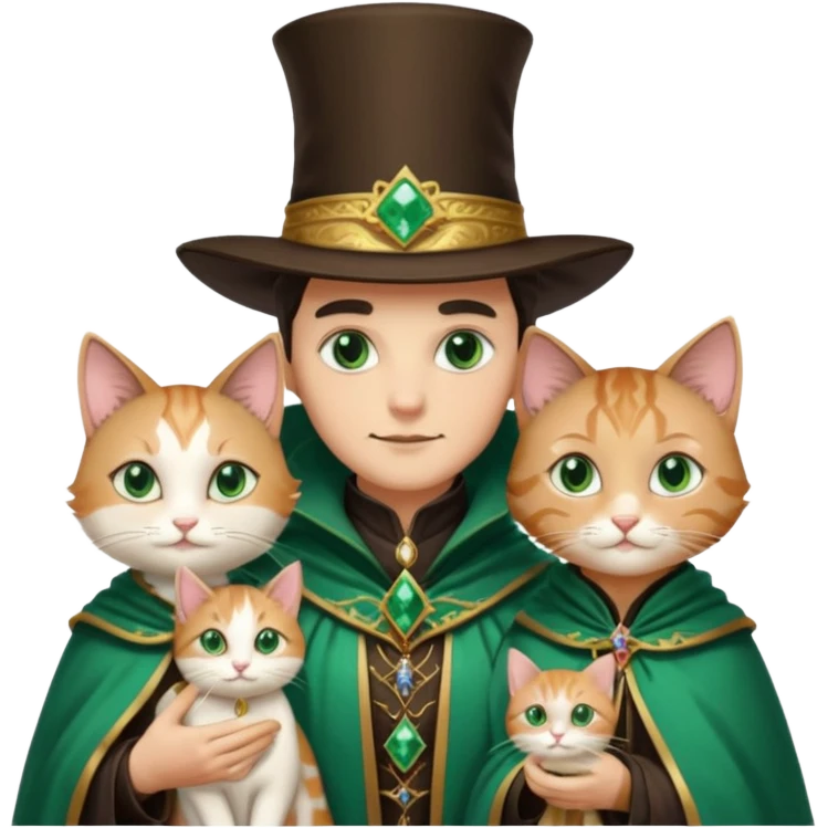 magician couple and their pet cat emoji