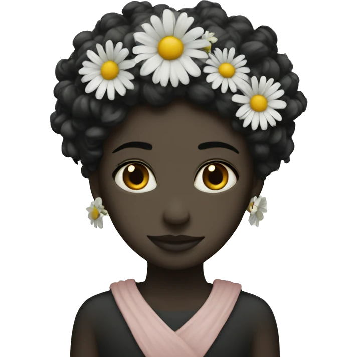 Black heart with daisy crown emoji