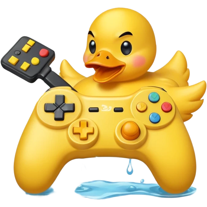 Rubber ducky angrily button smashing video game controller playing video game emoji