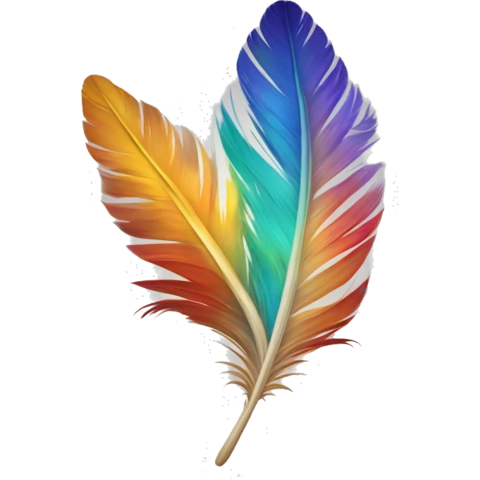 A colorful feather gently curls with a small star shining on it, symbolizing creativity and originality. emoji