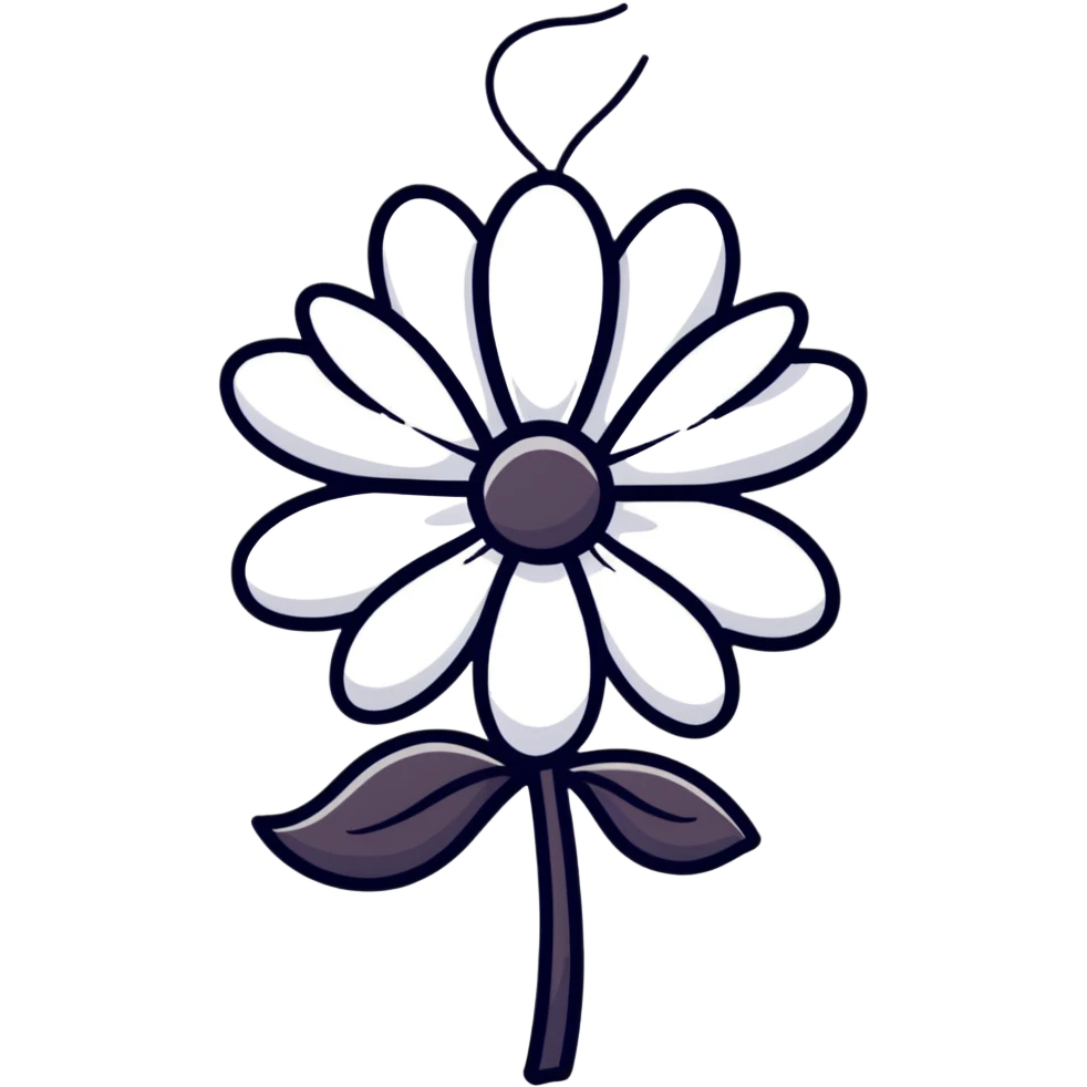 colorful cartoon flower with a small bow, playful style emoji