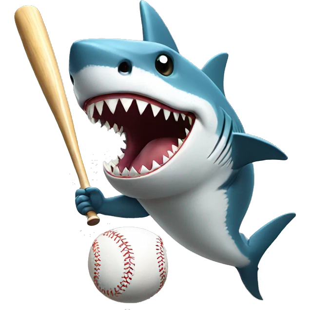 Shark playing baseball emoji