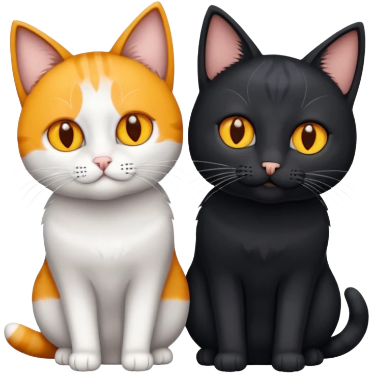 Gato preto do olho amarelo, e branco do olho azul juntos um do lado do outro emoji