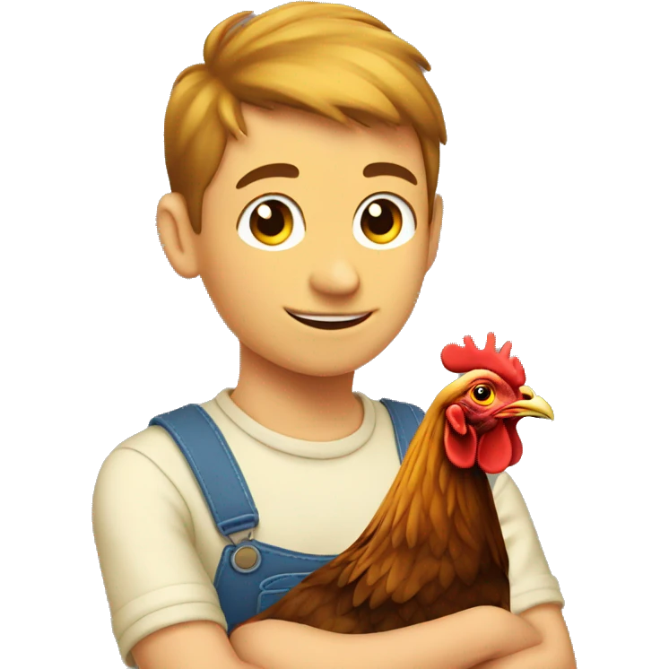 Hen and boy emoji
