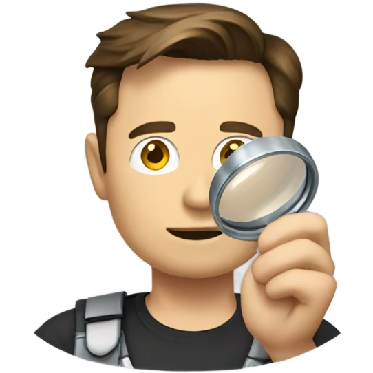 Elon musk holding magnifier emoji