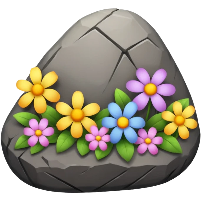 rock giving flowers emoji