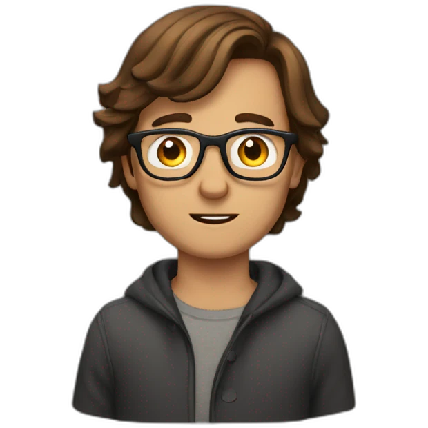 brown-haired man wearing glasses who can't get a key into a lock emoji