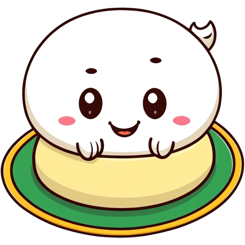 cute idli with smiling face emoji