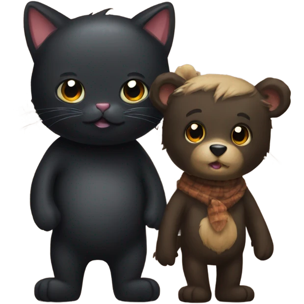 Black cat and his bear emoji