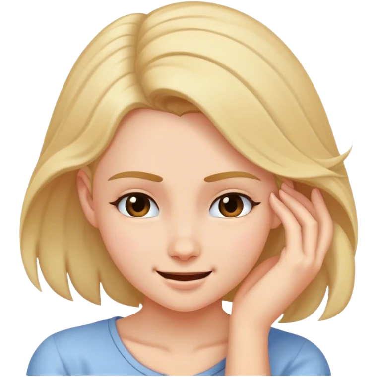 Girl smirking pushing hair behind ear emoji