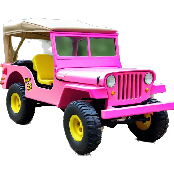 Color shift Pink-yellow 1942 Willy’s  army jeep rc car emoji