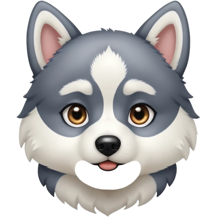 perrito husky con orejas negras cabeza  blanca y heterocromia emoji