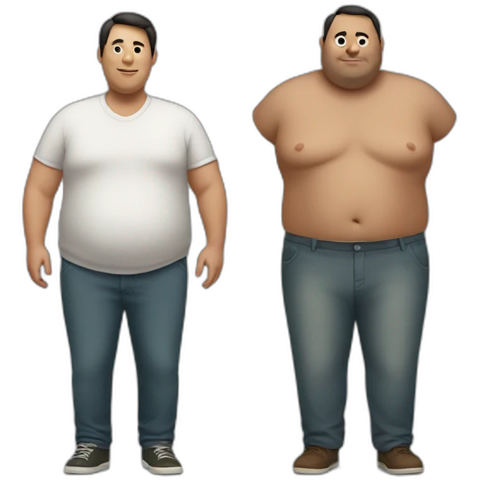 a fat man and a very skinny man in full growth emoji