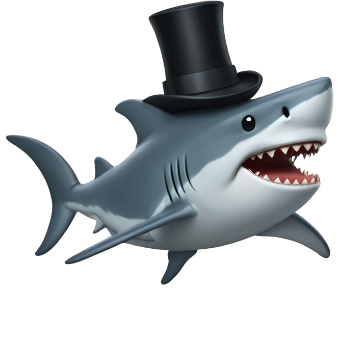 Shark with a top hat emoji