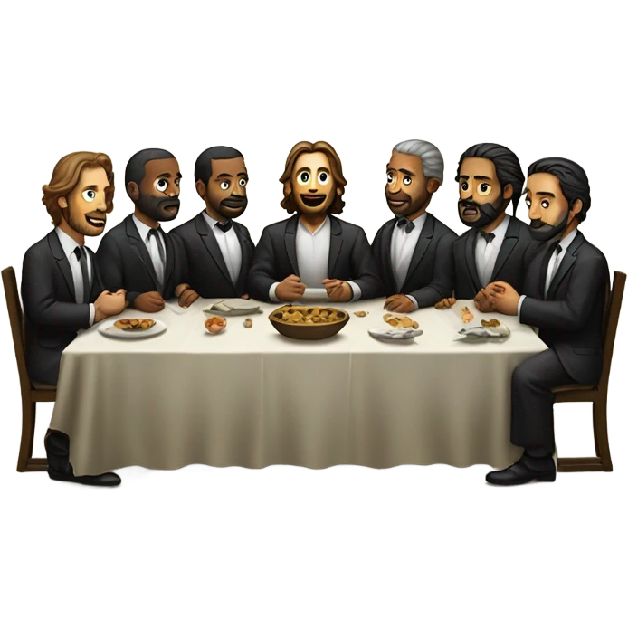 the last supper wearing suits in a modern office emoji