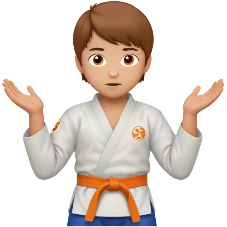 garcon blanc judoka cheveux brun avec ceinture orange emoji