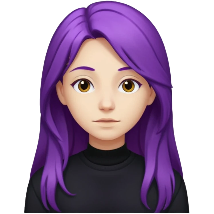 faz menos gótica mas com cabelo roxo comprido e camisola preto emoji