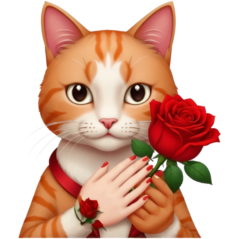 Flower 🌹in hand whiteout face in hand cat whitout  face person and Cat just hand emoji