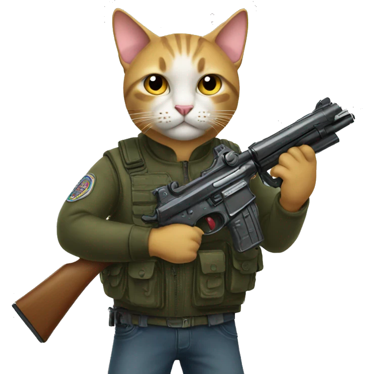Cat with a gun emoji