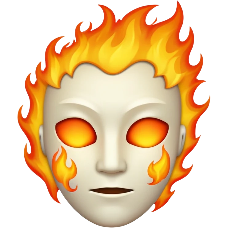 featureless head with fire, no eyes, no mouth, blank face emoji