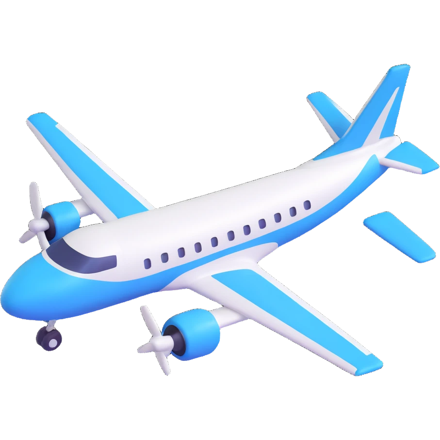 Make the airplane blue and white with no background, keep the original 3D Emoji style. emoji