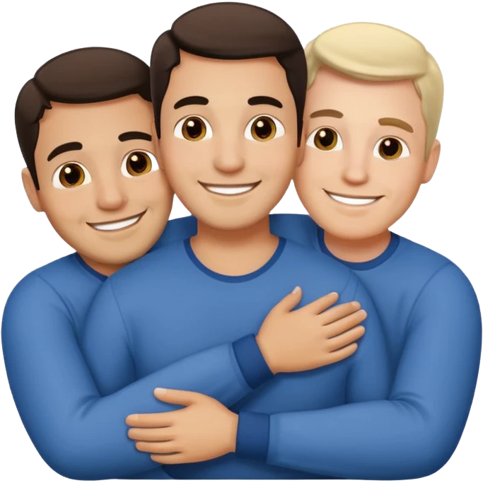 1 Hispanic and 2 white gay guys as a throuple emoji