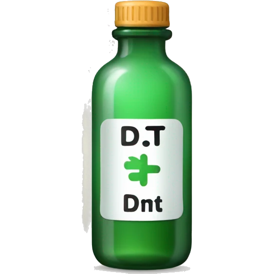 a bottle of medicine labeled DDT. emoji