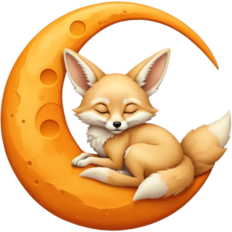 fennec sleeping on a moon sickle  emoji