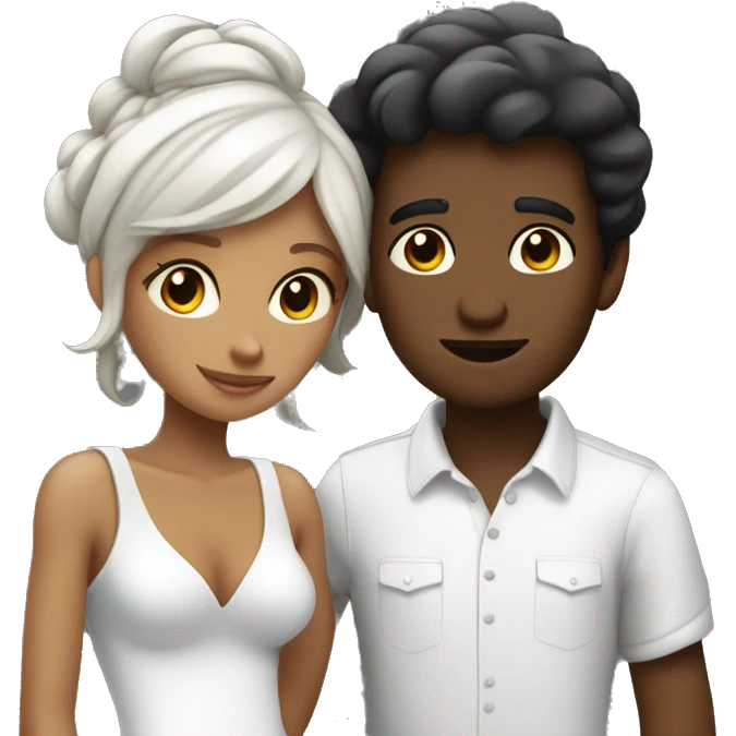 Fille noir Garçon blanc couple amour emoji