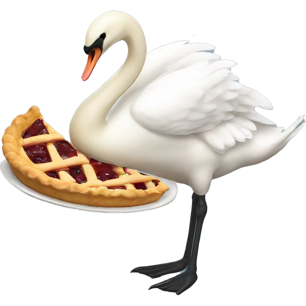 swan eating a pie emoji