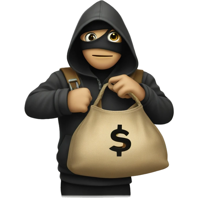 Default Robber Emoji with money bag on shouder emoji