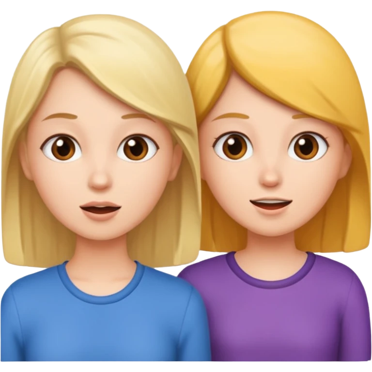 two girls practice speaking emoji