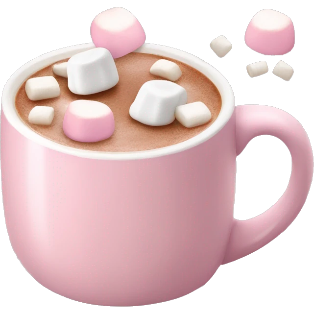 Light Pink mug of hot chocolate with marshmallows  emoji