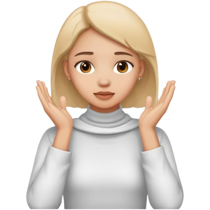 girl holding neck with hands emoji