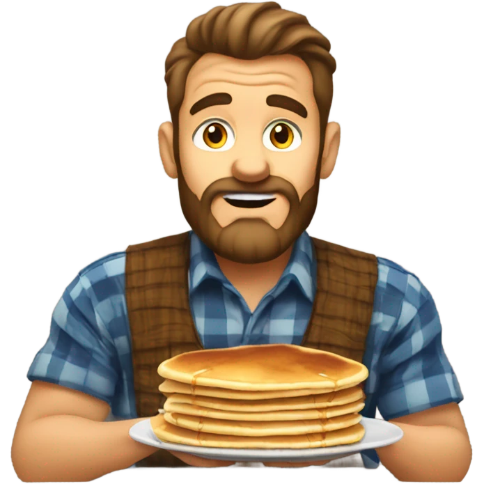 Lumberjack eating pancakes at Dennys  emoji