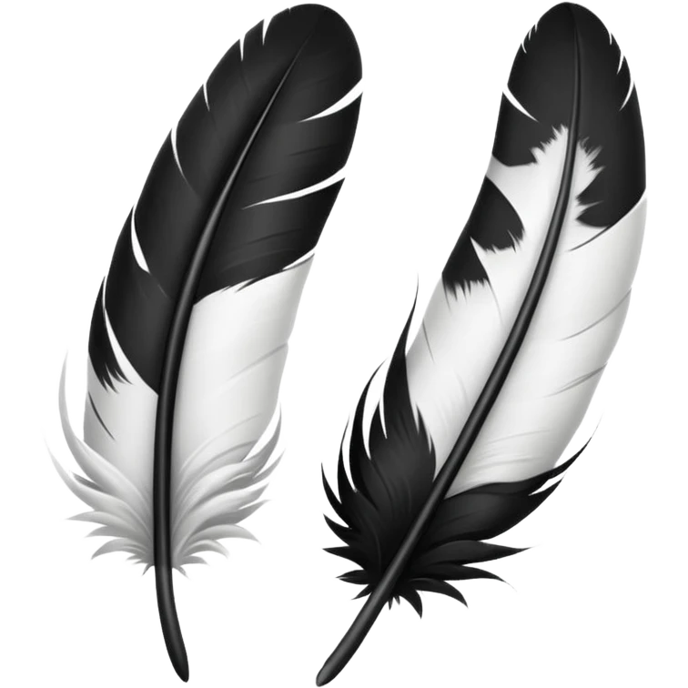 2 Black and White feathers emoji