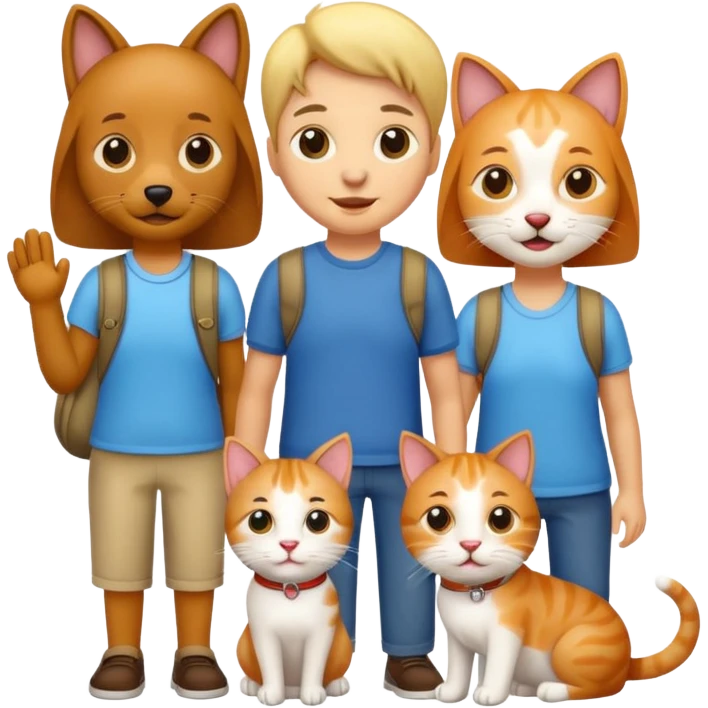 tour group with one dog and two cats emoji