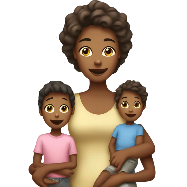Mom with son and daughter  emoji