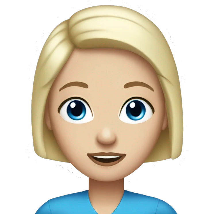 pale woman with blonde buzzcut and blue eyes emoji
