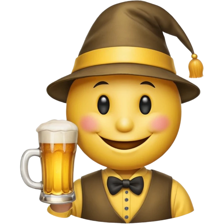 Ein lachender Smilie mit Bierglas und Gamsbart Hut emoji