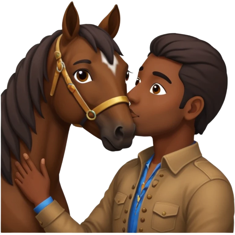 indian man kissing a horse emoji