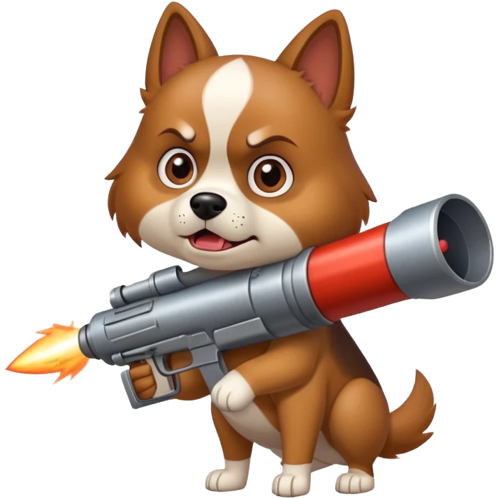 Female dog with a rocket laucher, looking mad
 emoji