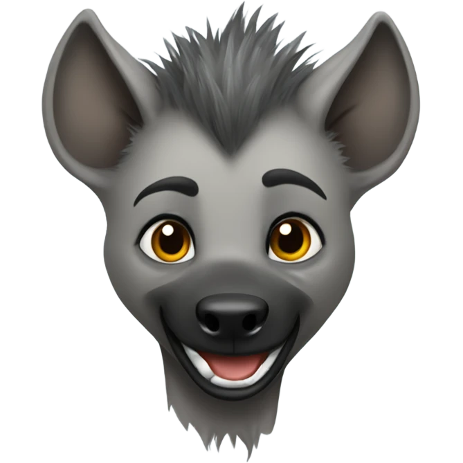 Gray female hyena with hawk hair style grinning  emoji