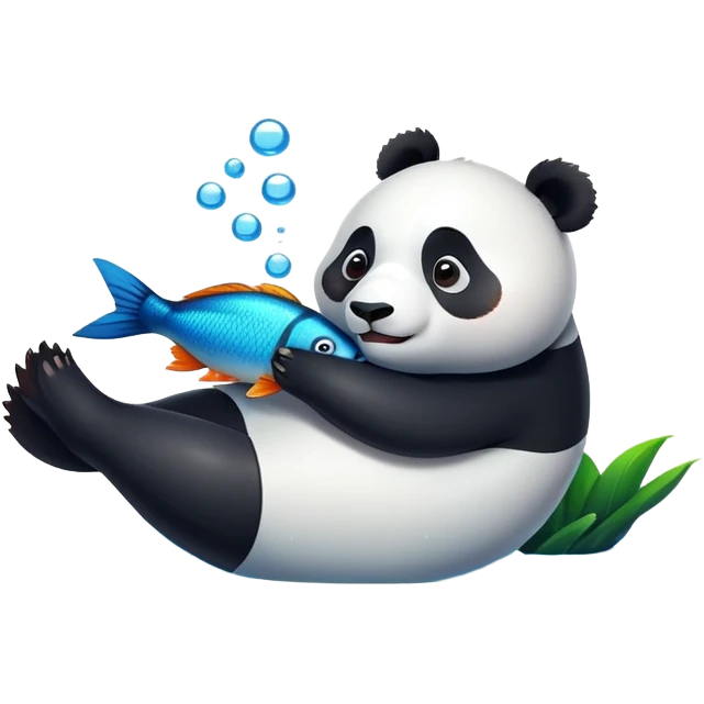 Panda hugs fainting fish emoji