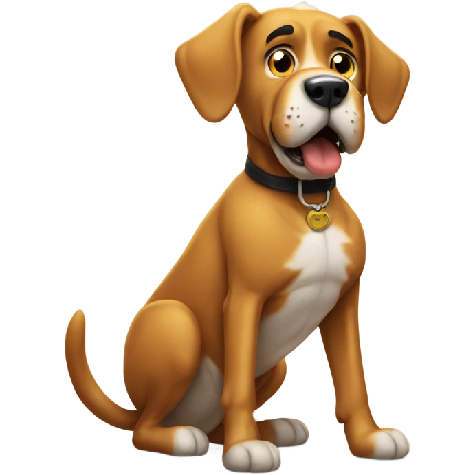 A huge boxing dog that is taunting a small cat emoji