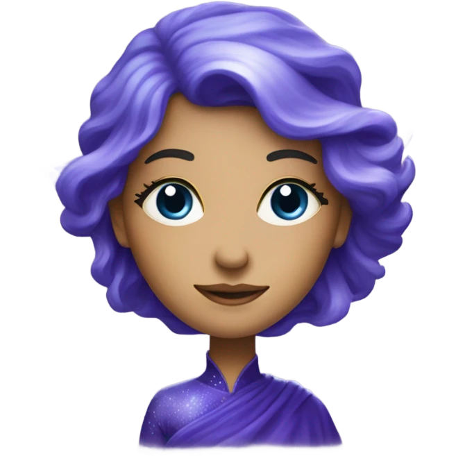 caucasian mystical woman with sparkling galaxy hair with moon and stars in purple and blue shades emoji