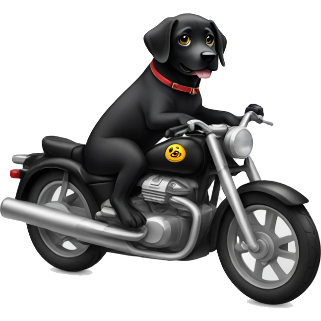 cool black lab riding motorbike emoji