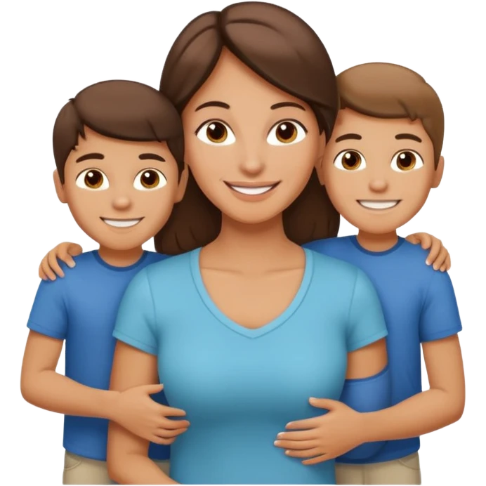 Light brunette fit mom with 3 sons emoji