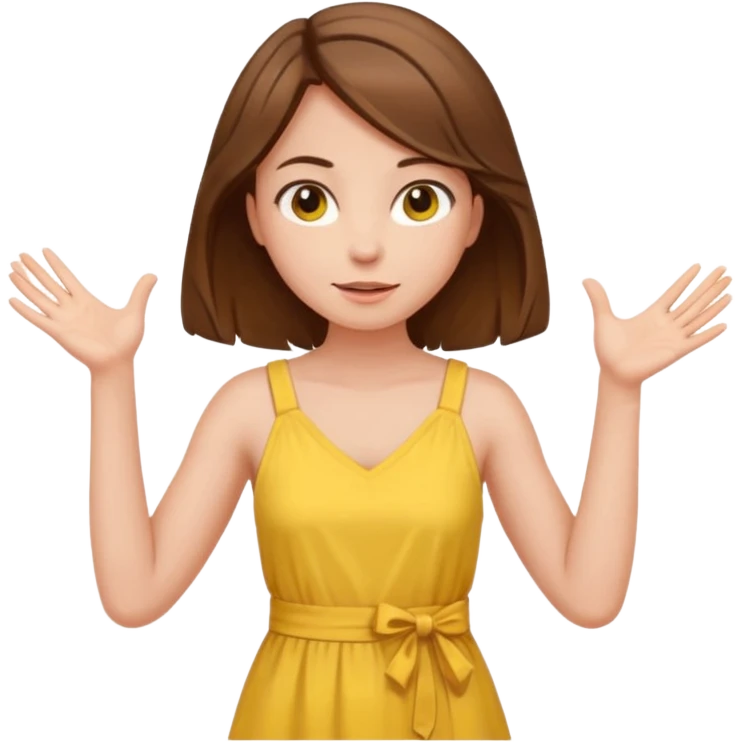 A girl with curious expressions and her arms making a v  on her waist  emoji
