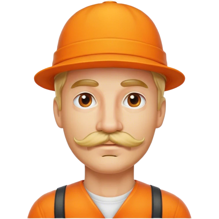 blonde man with mustache and orange hat emoji